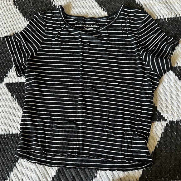 American Eagle Outfitters Tops - American Eagle Outfitters Black and White Striped Short Sleeve Tee